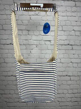 NWT Inis the Energy of the Sea Tote Beach Bag Rope Handles Off White Blue Canvas